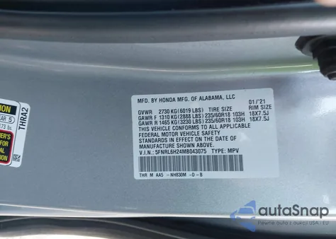 2021 Honda Odyssey Lx from USA, damaged, VIN 5FNRL6H24MB043075